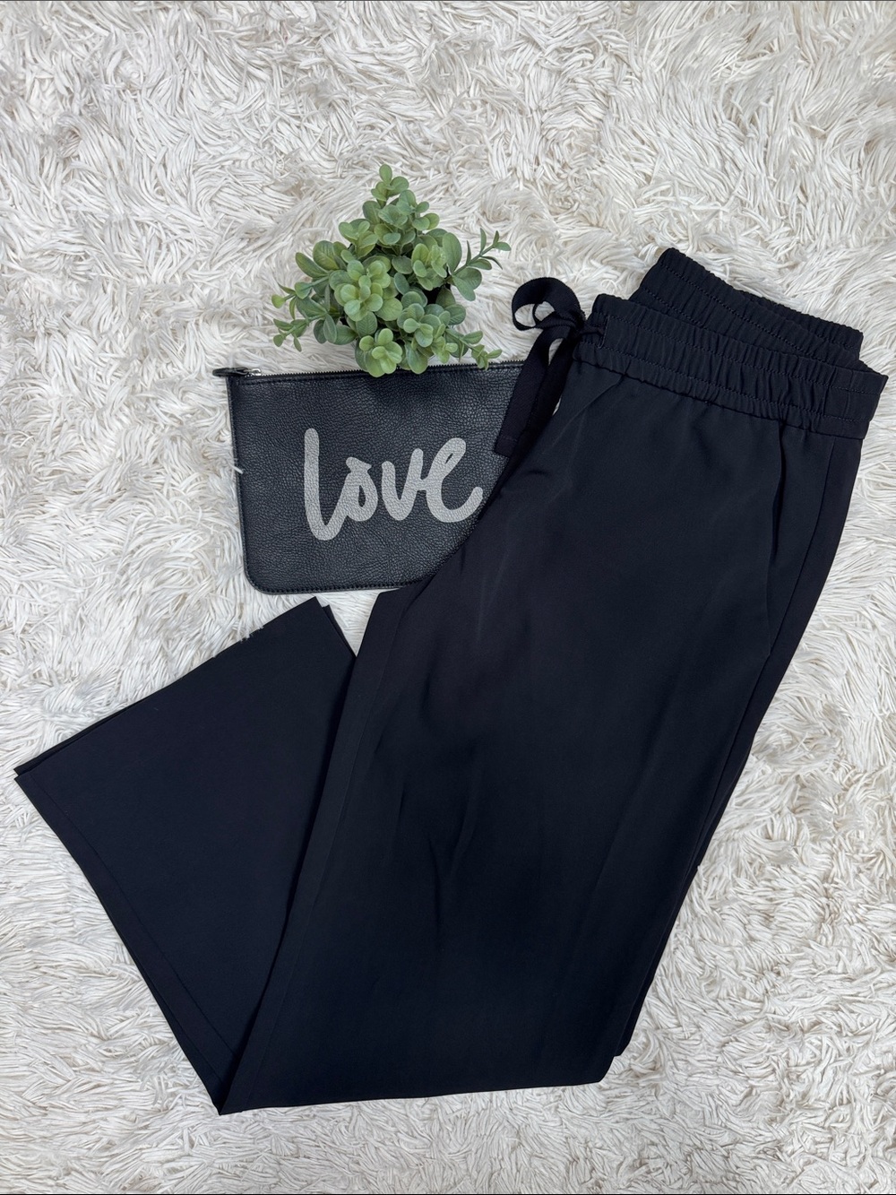 Loft Elastic-Waist Wide Leg Pants 💗 Black